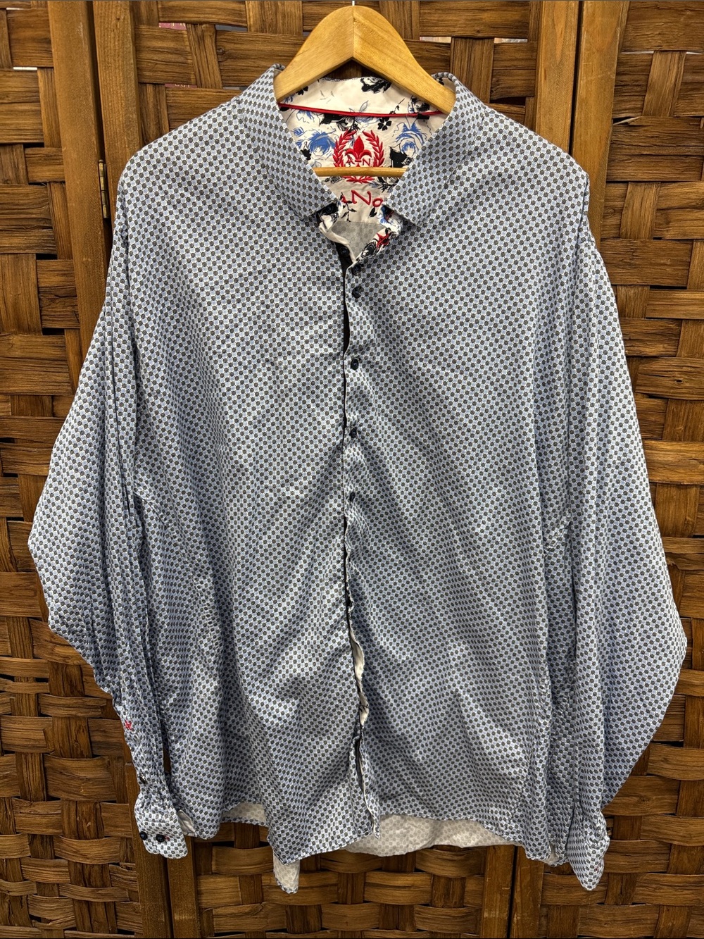 Light Blue Patterned Men's Shirt Jacket